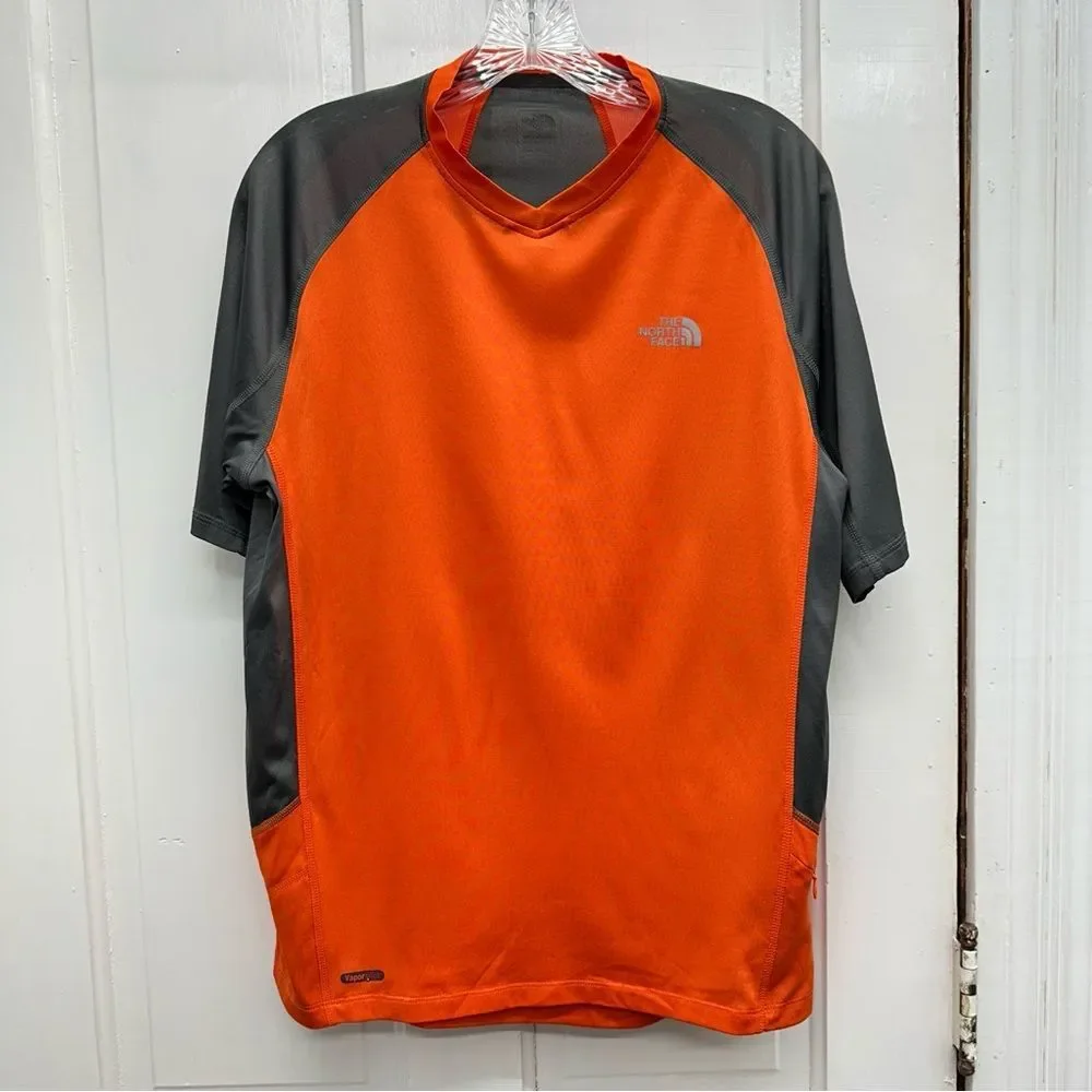 The North Face vaporwick athletic short sleeve shirt men's large orange and grey